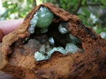 Green cupro adamite on a rust-red Limonite matrix