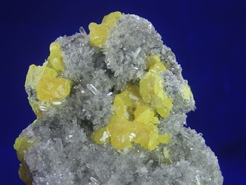 Sulphur crystals on Celestine