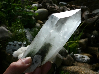 Quartz crystal with dark green Chlorite