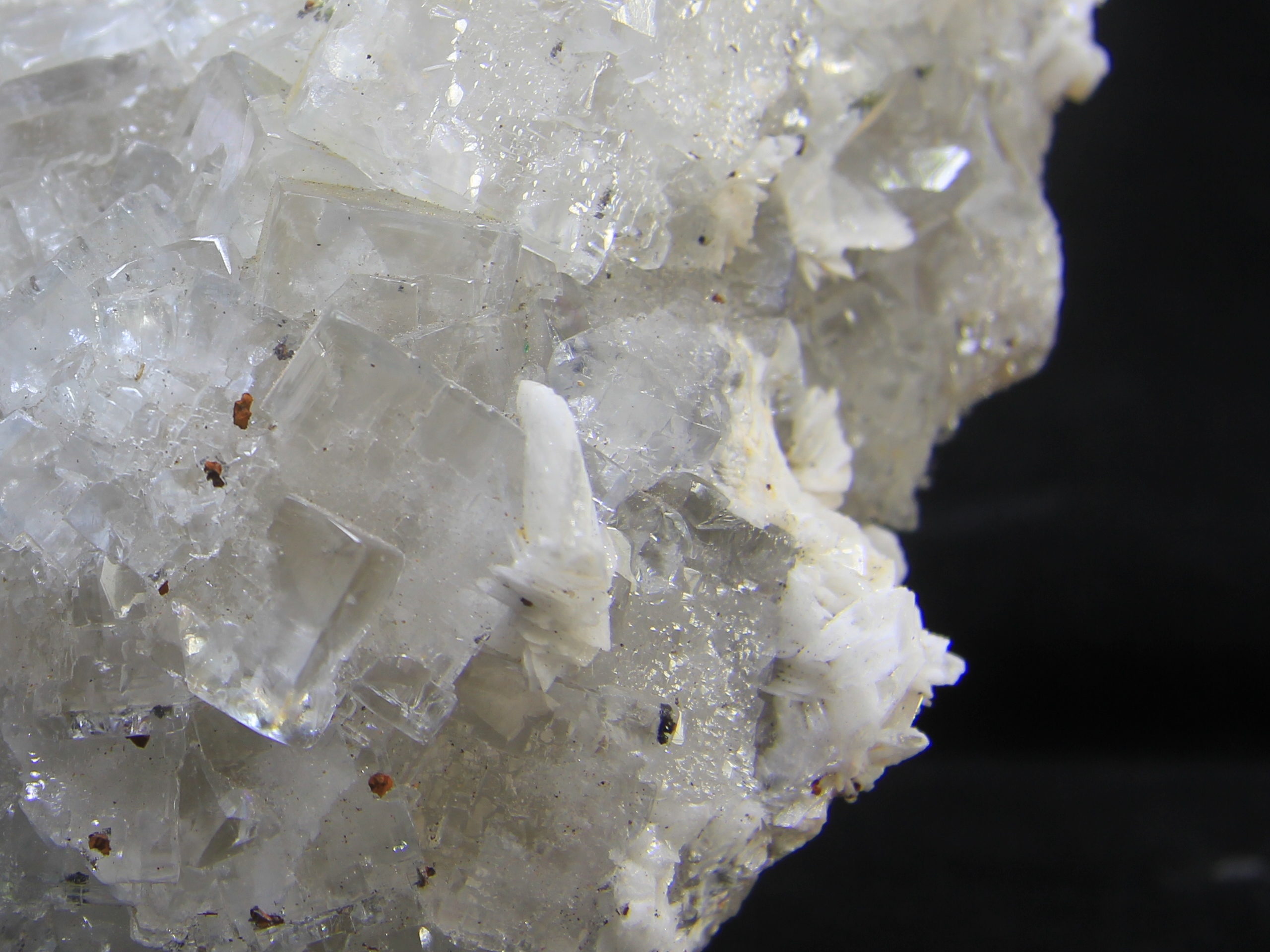 Colourless, partly transparent fluorite