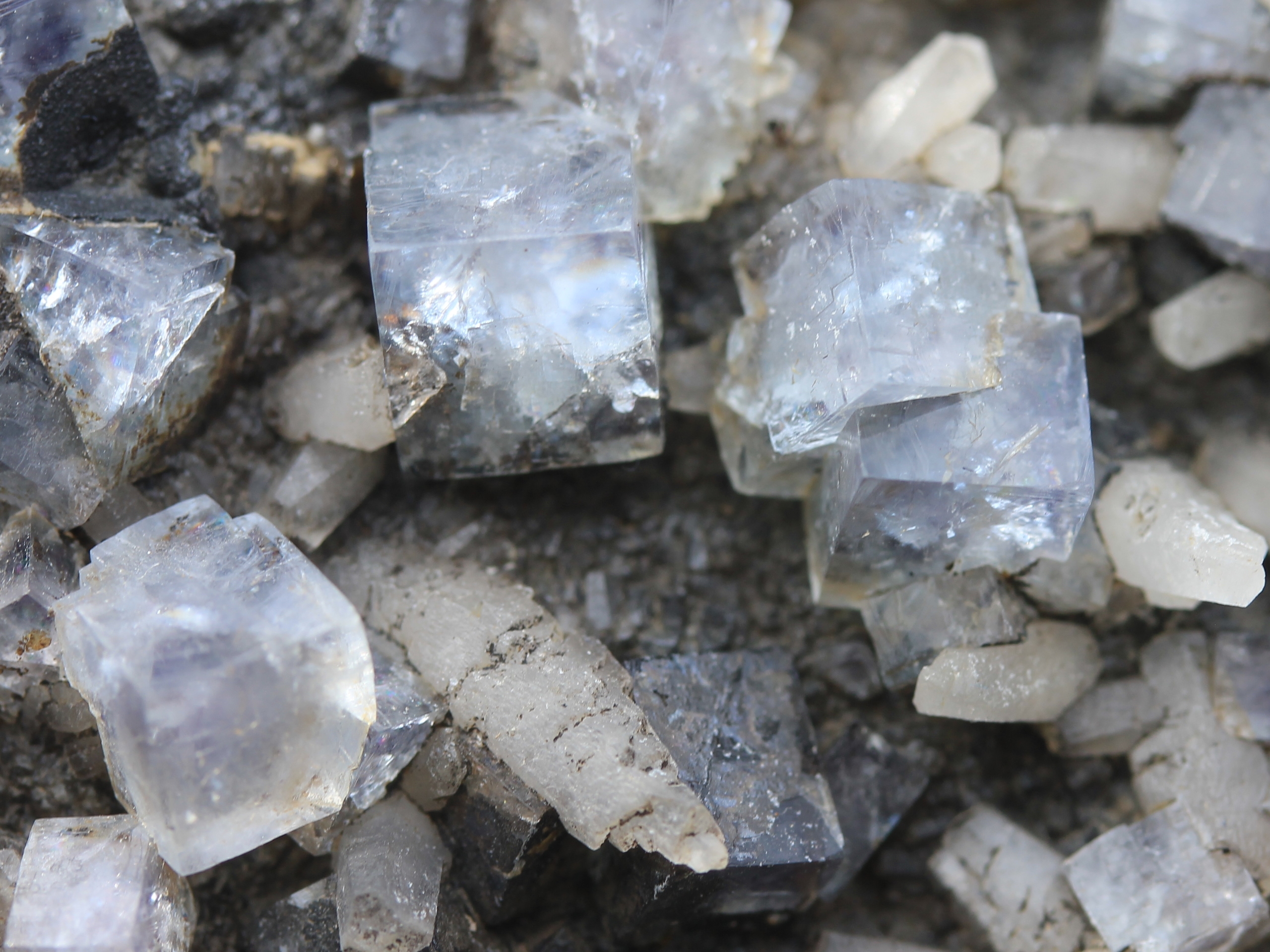 Fluorite and calcite crystals