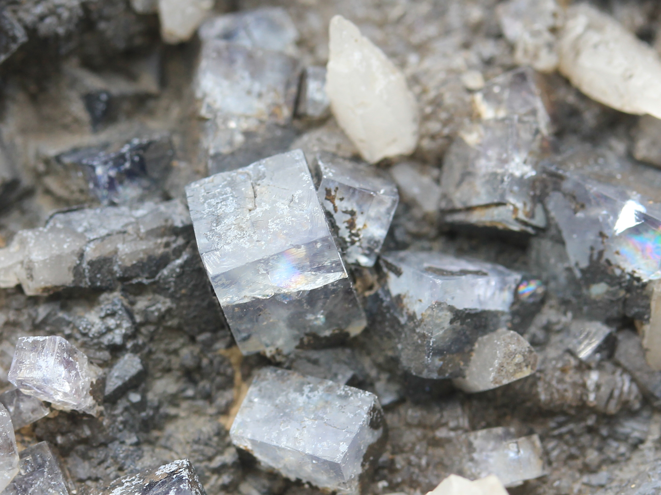 Fluorite and calcite crystals