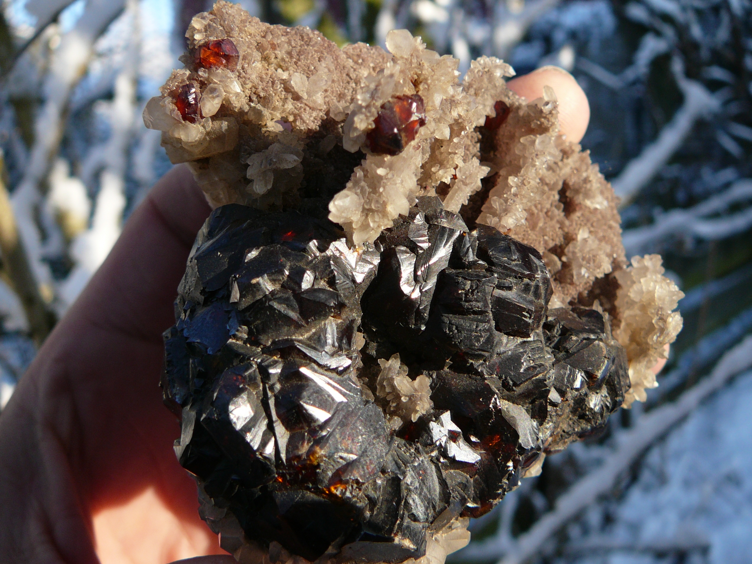 Honey to chocolate brown sphalerite crystals